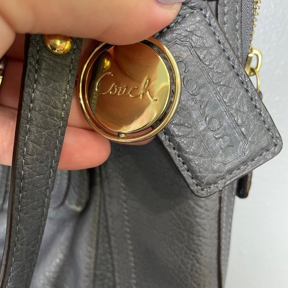 COACH kristin gray leather pebbled handbag purse - Picture 3 of 10